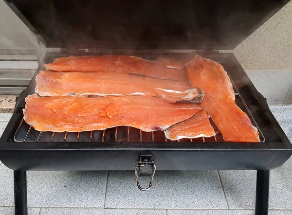 Filetes Trucha Salmón Ahumado Barbacoa — Foto de Stock