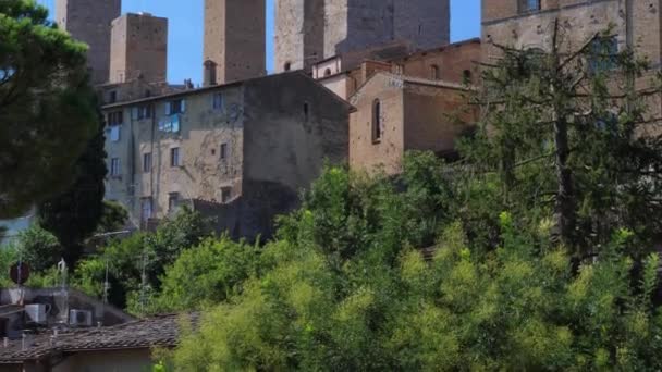 Άποψη Του Πύργου San Gimignano Και Της Παλιάς Του Πόλης — Αρχείο Βίντεο