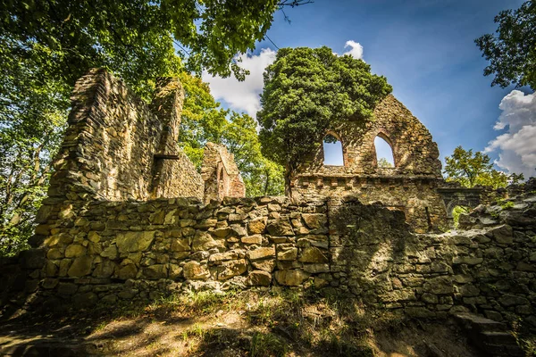 老 ksiaz 城堡的废墟 — 图库照片