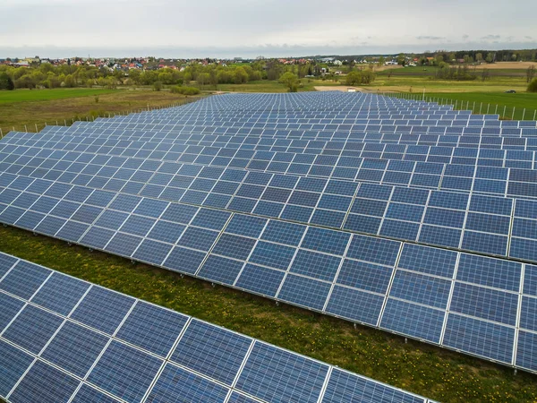 Zonnepanelen Van Boven Luchtfoto Uitzicht Drone Polen — Stockfoto