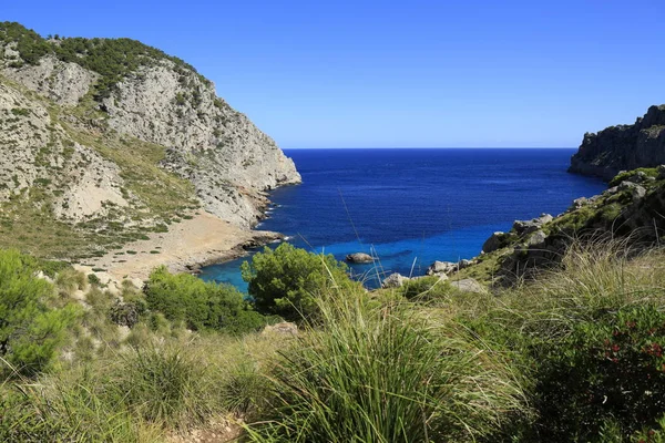 Hermosa playa con agua de mar turquesa, Cala Figuera, Mallorca , —  Fotos de Stock