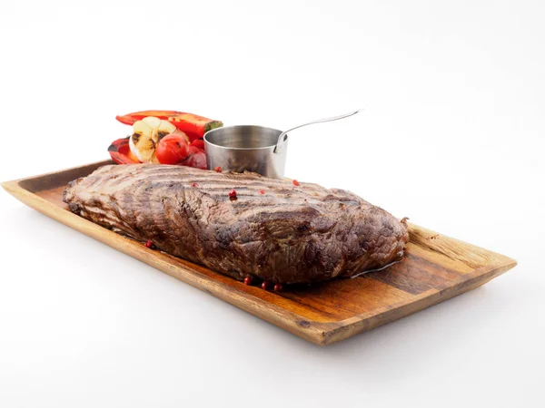 Plato Restaurante Trozo Carne Res Verduras Cocinadas Parrilla — Foto de Stock