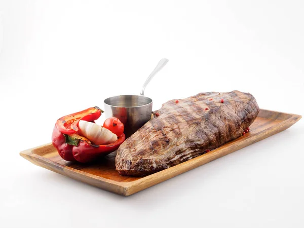 Restaurant Schotel Een Stuk Rundvlees Groenten Gekookt Grill — Stockfoto