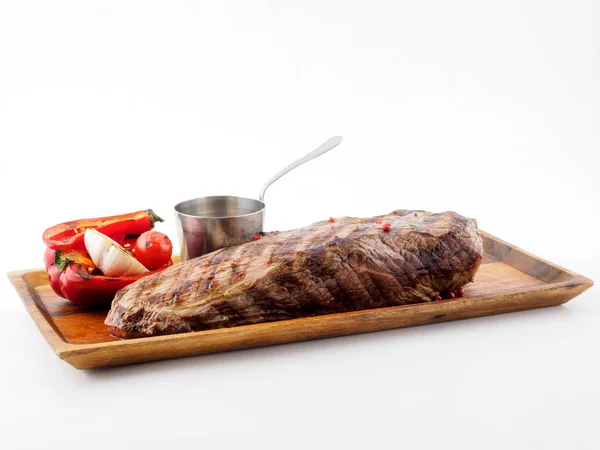 Restaurant Schotel Een Stuk Rundvlees Groenten Gekookt Grill — Stockfoto