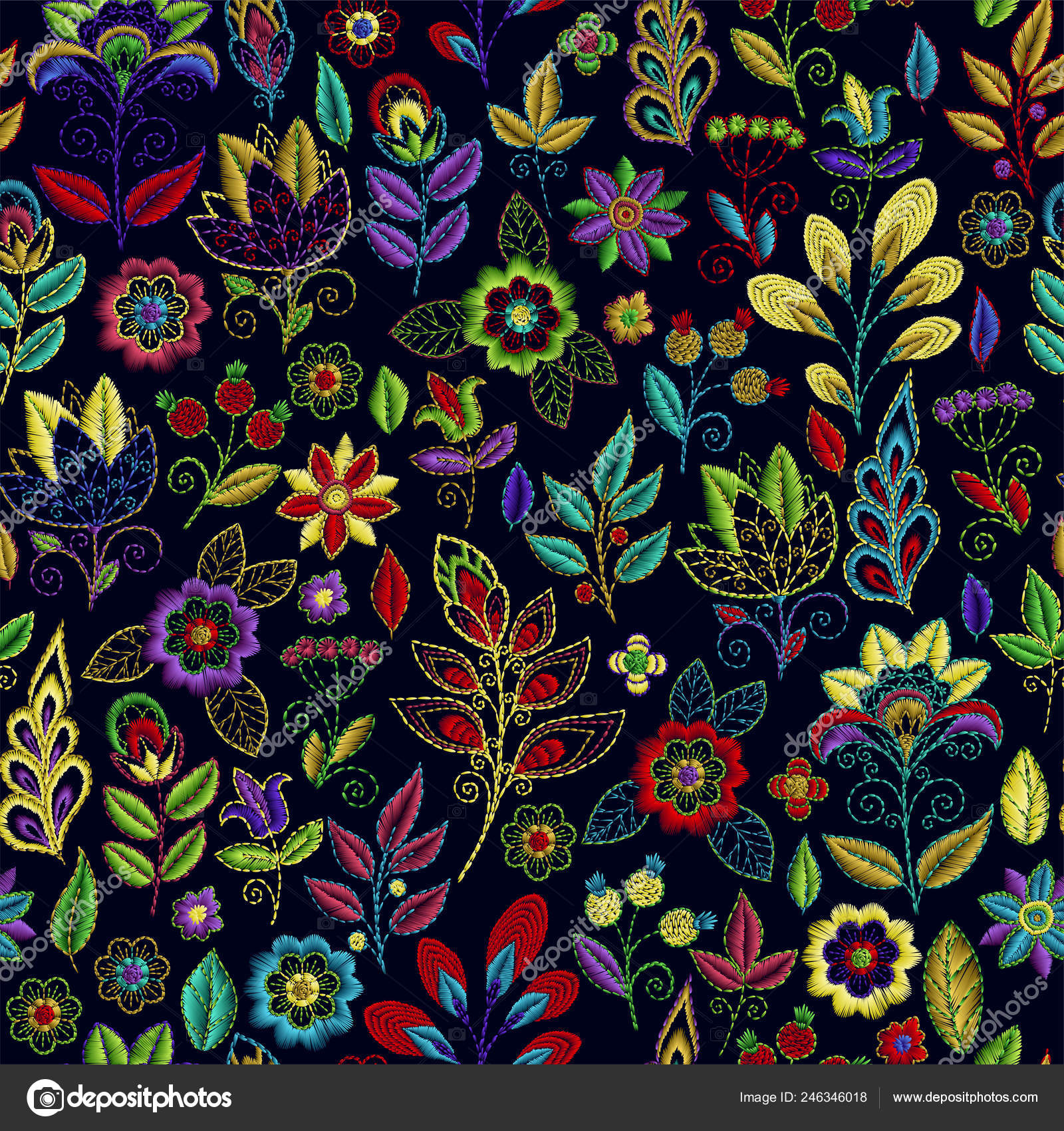 Sans Soudure Motif De Broderie Avec De Belles Fleurs