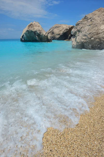 Aguas Del Mar Jónico Cerca Agios Nikitas Lefkada —  Fotos de Stock