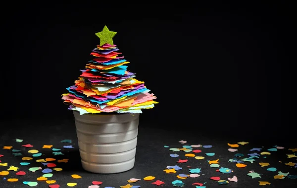 Mini diy papier baum weihnachtsdekoration — Stockfoto