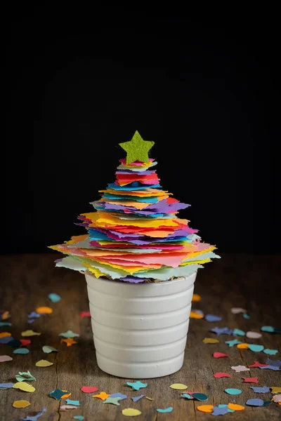 Mini diy papier baum weihnachtsdekoration — Stockfoto