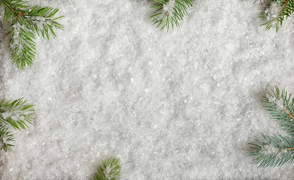 圣诞节装饰与冷杉分枝和雪 — 图库照片