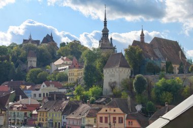 Sighisoara, Romanya, 11 Ekim 2019: Ortaçağ Sakson Kalesi 