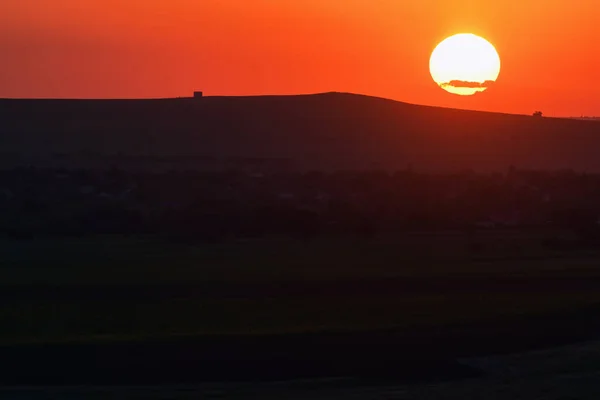 Luz Del Atardecer Sobre Campo Verano — Foto de Stock