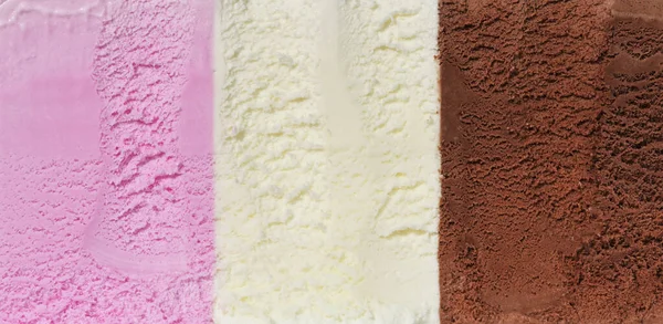 Tri Colored Ice Cream Neapolitan Closeup — Stock Photo, Image