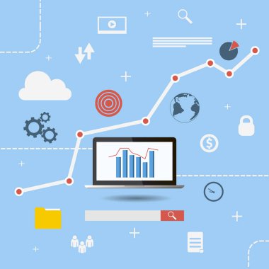 SEO proje araştırma vektör eps 10 tasarlamak pazarlama düz