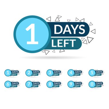 Gün sayısı sol geri sayım mavi renk tasarım vektör illüstrasyon