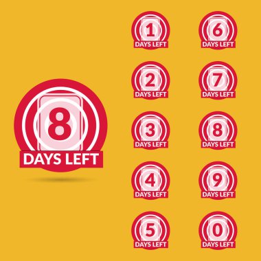 Gün sayısı sol geri sayım kırmızı hedef tasarım vektör illüstrasyon