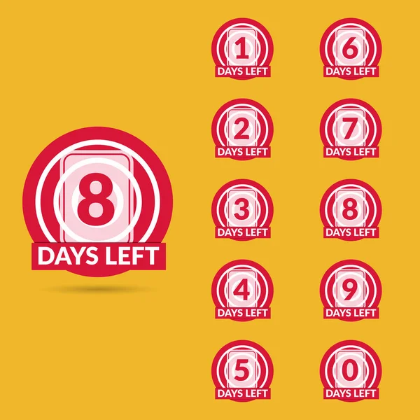 Gün sayısı sol geri sayım kırmızı hedef tasarım vektör illüstrasyon