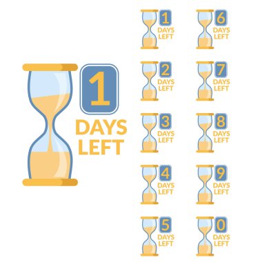 Gün sayısı sol geri sayım mavi renk saat tasarım vektör illust