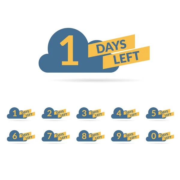 Aantal dagen resterend Countdown blauw gele kleur Cloud design vector — Stockvector