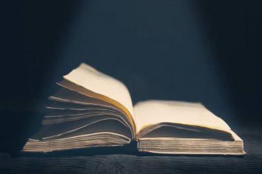 Eski kitap koyu bg fotoğraf ışık üst açıldı