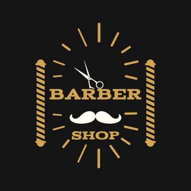 Siyah bg vektör eps 10 retro vintage berber dükkanı etiket sembolü