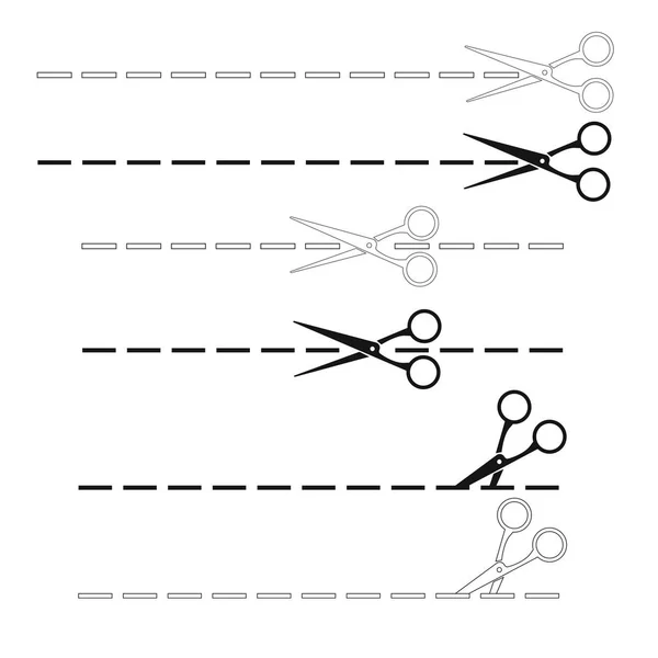 Beyaz vektör eps 10 ayarlanmış makas etiket sembolü — Stok Vektör