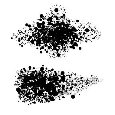 Beyaz vektör ep üzerinde izole grunge parçacıklar siluet daire