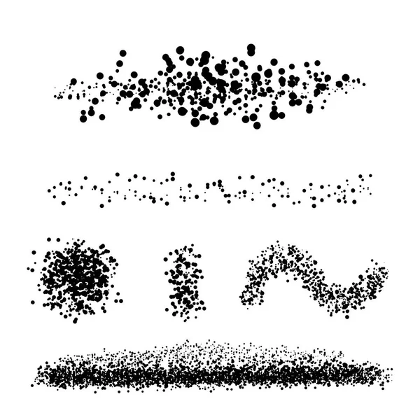 粒子剪影圆设置在白色 vecto 上隔离的 grung — 图库矢量图片