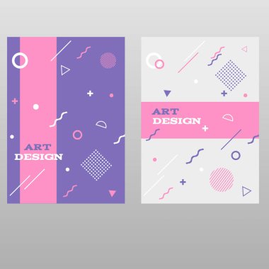 Vektör memphis tarzı posterler trendy 80s-90 geometrik tasarım