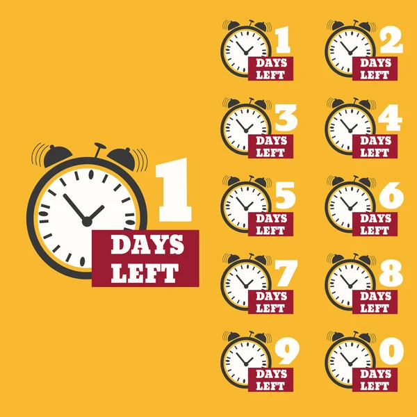 Giorni a sinistra per fare banner orologio raccolta badge per l'atterraggio pag — Vettoriale Stock
