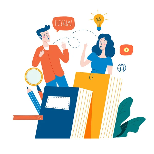 Eğitim, çevrimiçi eğitim kursları, uzaktan eğitim vektör illüstrasyonu. İnternet çalışması, çevrimiçi kitap, dersler, e-öğrenme, mobil ve web grafikleri için çevrimiçi eğitim tasarımı