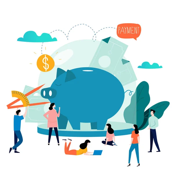 Business Finance Services Money Loan Budget Planning Flat Vector Illustration — Stock Vector
