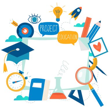 Eğitim, çevrimiçi eğitim kursları, uzaktan eğitim düz vektör çizimi. İnternet eğitimi, çevrimiçi dersler, dersler, e-öğrenme, mobil ve web grafikleri için çevrimiçi eğitim tasarımı