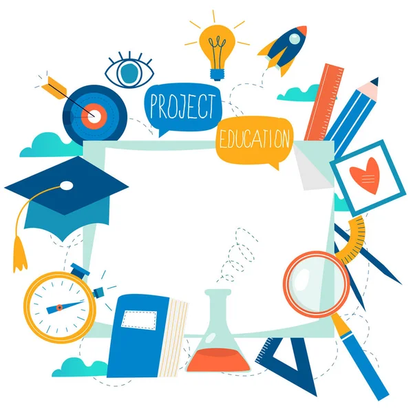 Education, online training courses, distance education flat vector illustration. Internet studying, online classes, tutorials, e-learning, online education design for mobile and web graphics