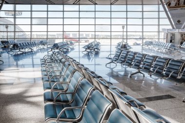 11 Mayıs 2018, Moskova, Rusya: Havaalanı Vnukovo salonda boş kalkış