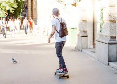 13 Mayıs 2018, Budapeşte, Macaristan: sokak City'deki bir kaykay üzerinde kişini