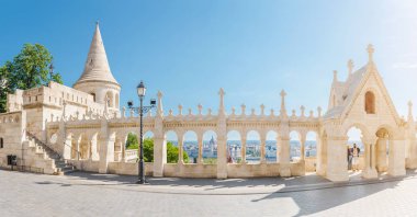 Budapeşte, Macaristan balıkçı Bastion mimarisinde Panoraması