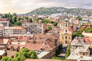 14 Mayıs 2018, Budapeşte, Macaristan: Roma Katolik Krisztinavaros Kilisesi ve şehir görüntüsü
