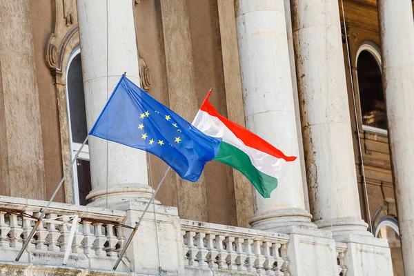 Ungern Och Slottet Budapest Flagga — Stockfoto