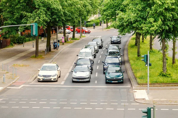 May 2018 Berlín Alemania Vista Aérea Calle Ciudad Con Coches — Foto de Stock