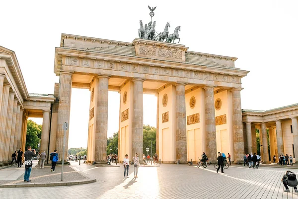 Maj 2018 Berlin Tyskland Brandenburg Porten Vid Solnedgången — Stockfoto