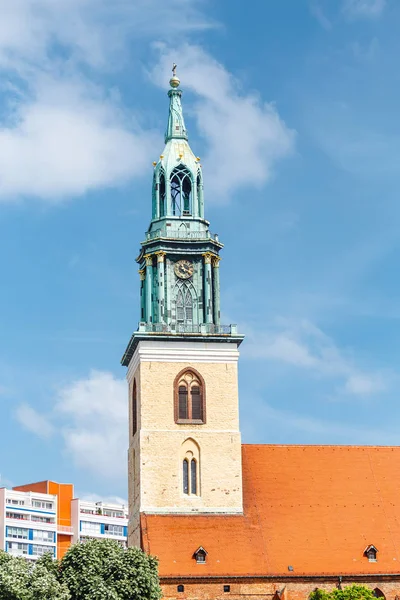 Templom Szent Marienkirche Szent Mária Berlin Alexanderplatz Tér Közelében — Stock Fotó