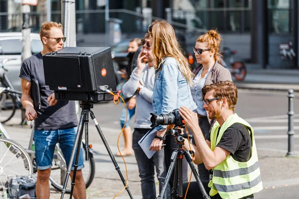 Maio 2018 Berlim Alemanha Filmar Filme Filme Rua Cidade Berlim — Fotografia de Stock