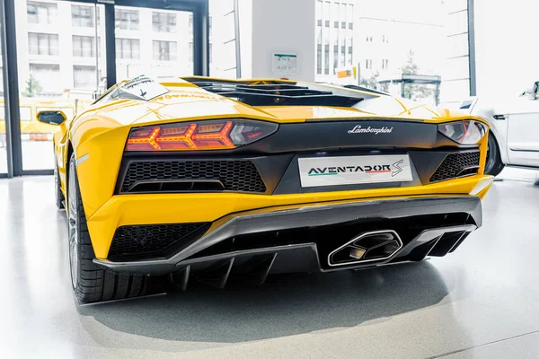 May 2018 Berlin Germany Lamborghini Aventador Sports Car Close Seup — стоковое фото