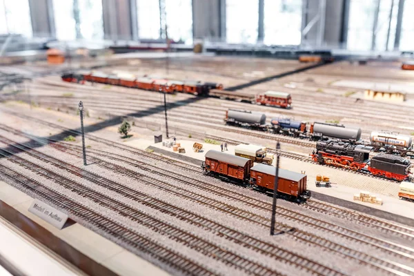 miniature railway train station model