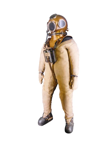 Vintage Diver Deep Sea Suit Isolated White — Stock Photo, Image