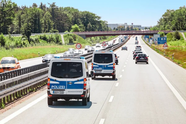 Berlín Alemania Mayo 2018 Autobús Policía Alemana Carretera —  Fotos de Stock