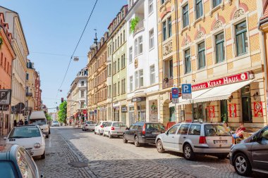 Dresden, Almanya, 20 Mayıs 2018: Dresden Neustadt sokak