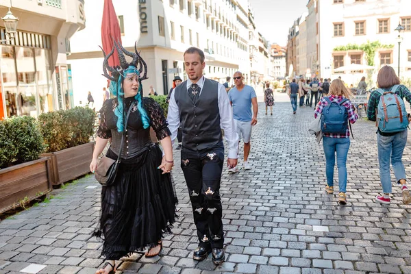 Leipzig Germany May 2018 Dressed People Take Part Annual Gothic — Stock Photo, Image