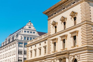 Leipzig, Almanya - 21 Mayıs 2018: Leipzig tipik mimari... Müzik okul binası
