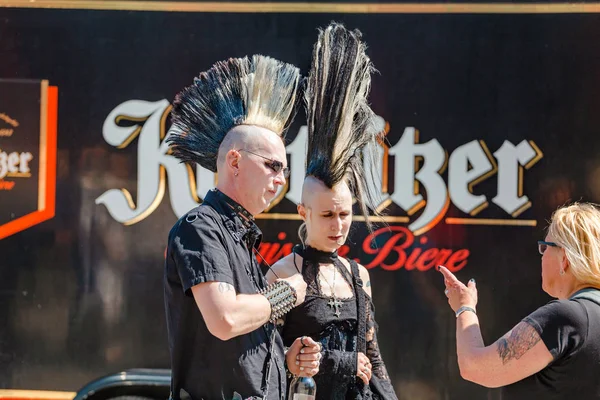 Leipzig Germany May 2018 Expressive Punk Metalhead Haircut Iroquois Annual — Stock Photo, Image